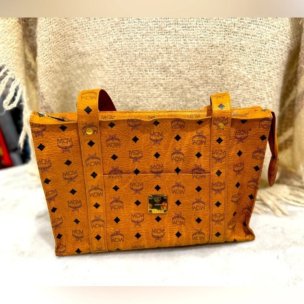 MCM Cognac Monogram Tote